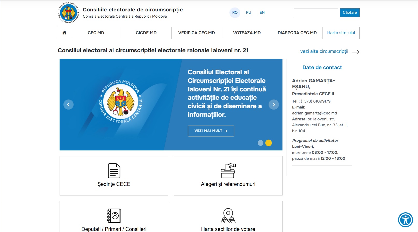Platforma web a consiliilor electorale de circumscripție pentru o comunicare mai transparentă cu alegătorii