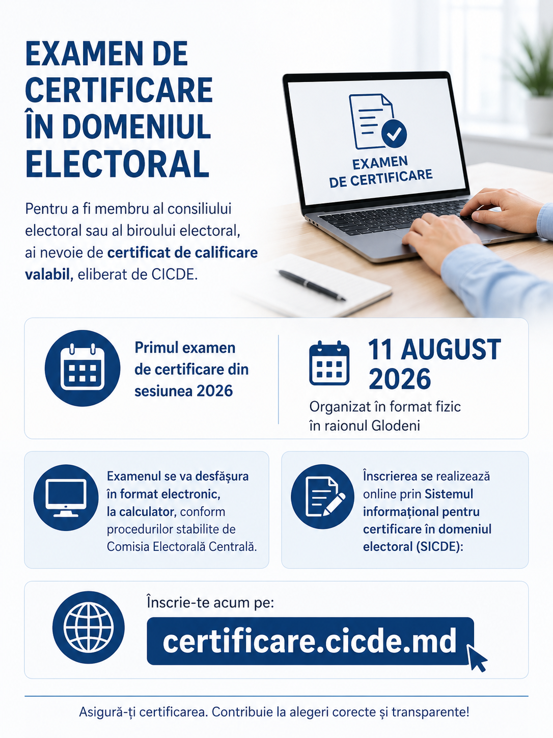 Examenul de certificare a funcționarilor electorali revine la Glodeni: Înscrierile sunt în desfășurare