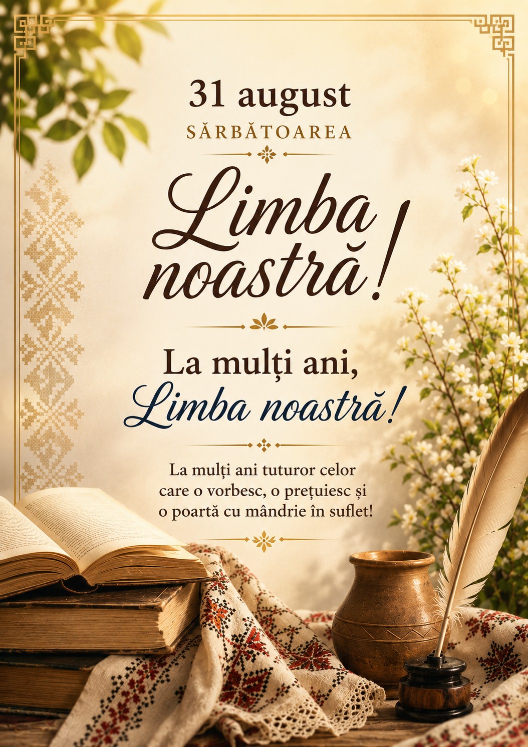 Mesaj de felicitare cu ocazia sărbătorii naționale „Limba noastră”