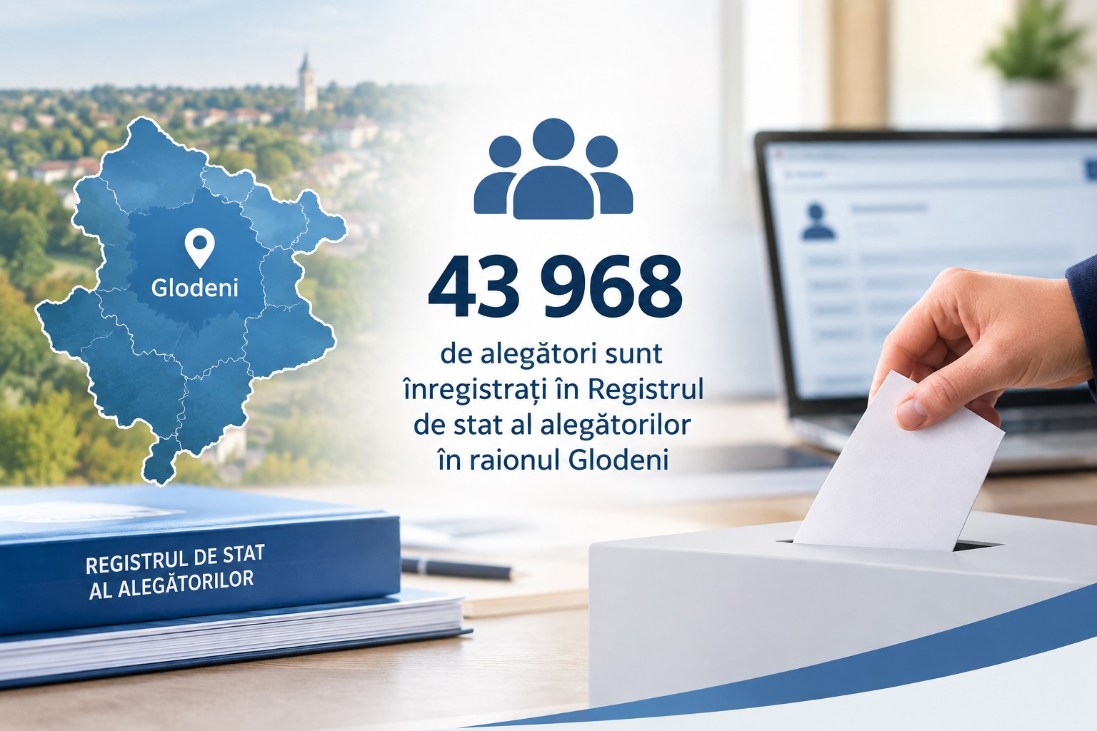 Date actualizate: 43 968 este numărul alegătorilor din raionul Glodeni înscriși, la data de 1 septembrie 2026, în Registrul de stat al alegătorilor 